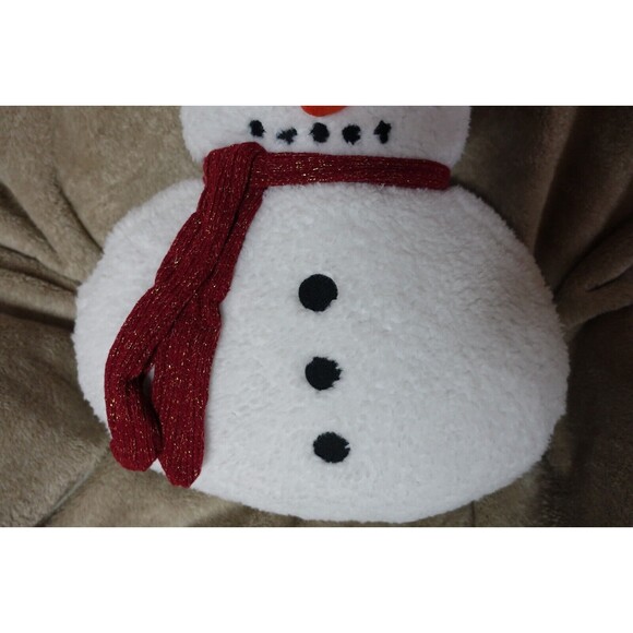 Isaac Mizrahi Sherpa Snowman Shaped Pillow 14x22 Holiday Winter Christmas NEW - Picture 4 of 10